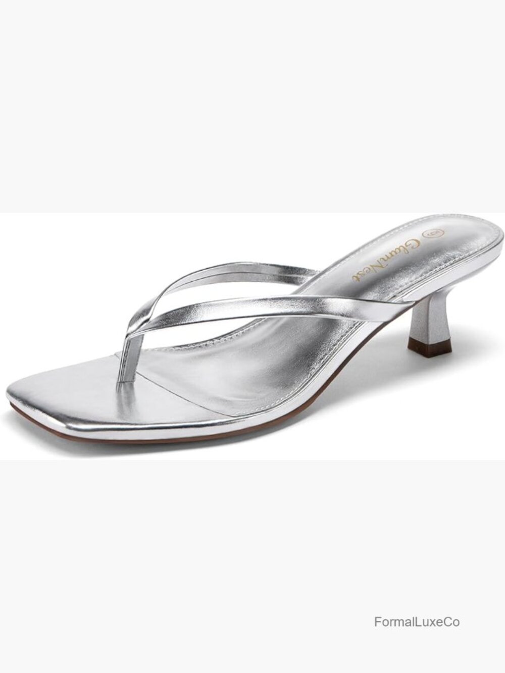 Kitten Heel Sandals Square Open Toe Slip On Heeled Sandals Comfort 2 Inch Dress